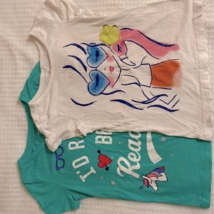 2-short sleeve girls shirt (white&green) excellent used condition no flaws